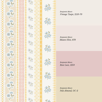 Simona Blooming Ribbons Honey Pastel Wallpaper