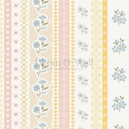 Simona Blooming Ribbons Honey Pastel Wallpaper