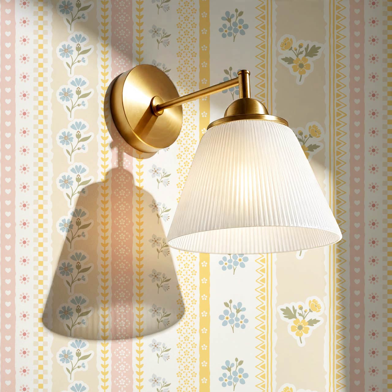 Simona Blooming Ribbons Honey Pastel Wallpaper