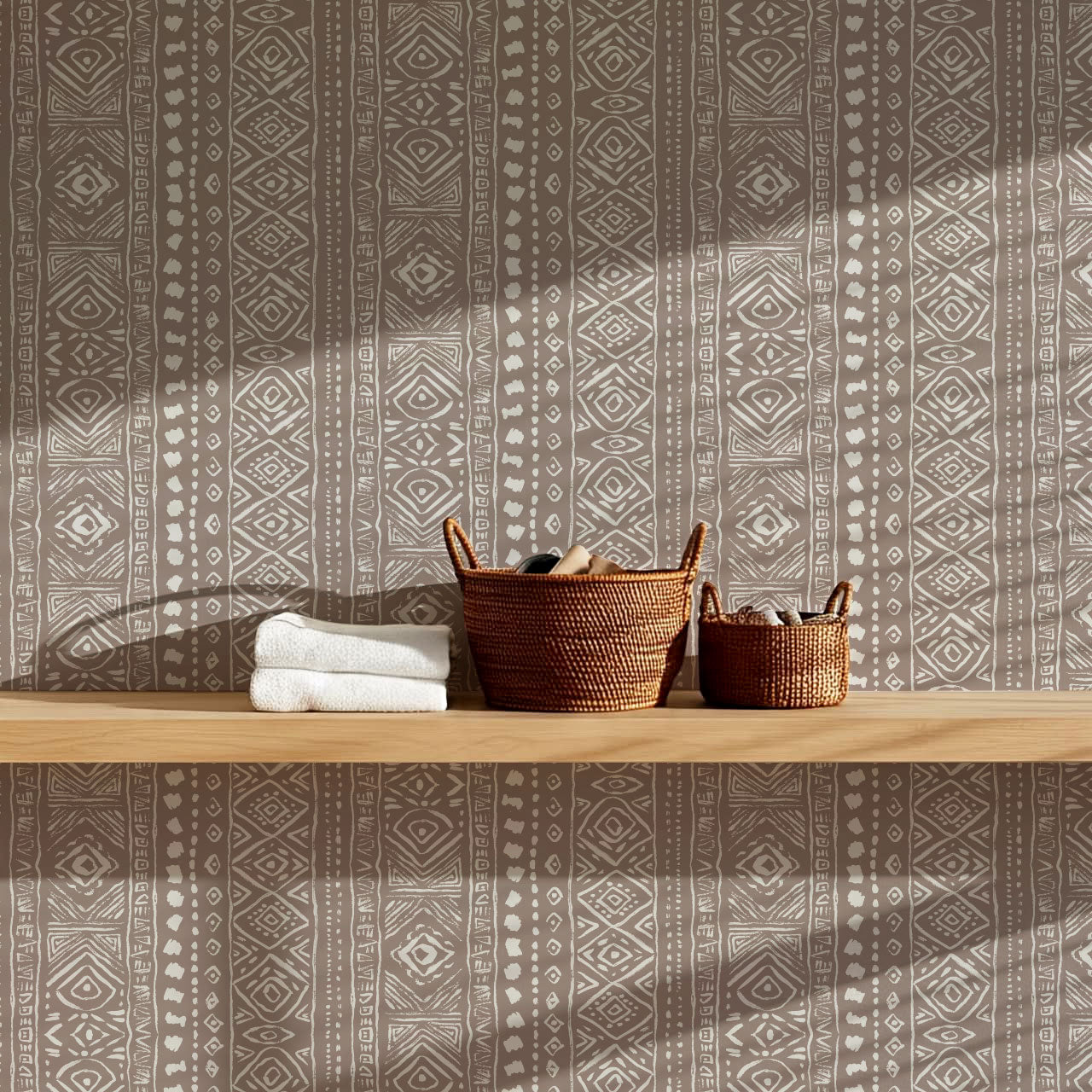 Sisa Brushstroke Cocoa Geometric Wallpaper