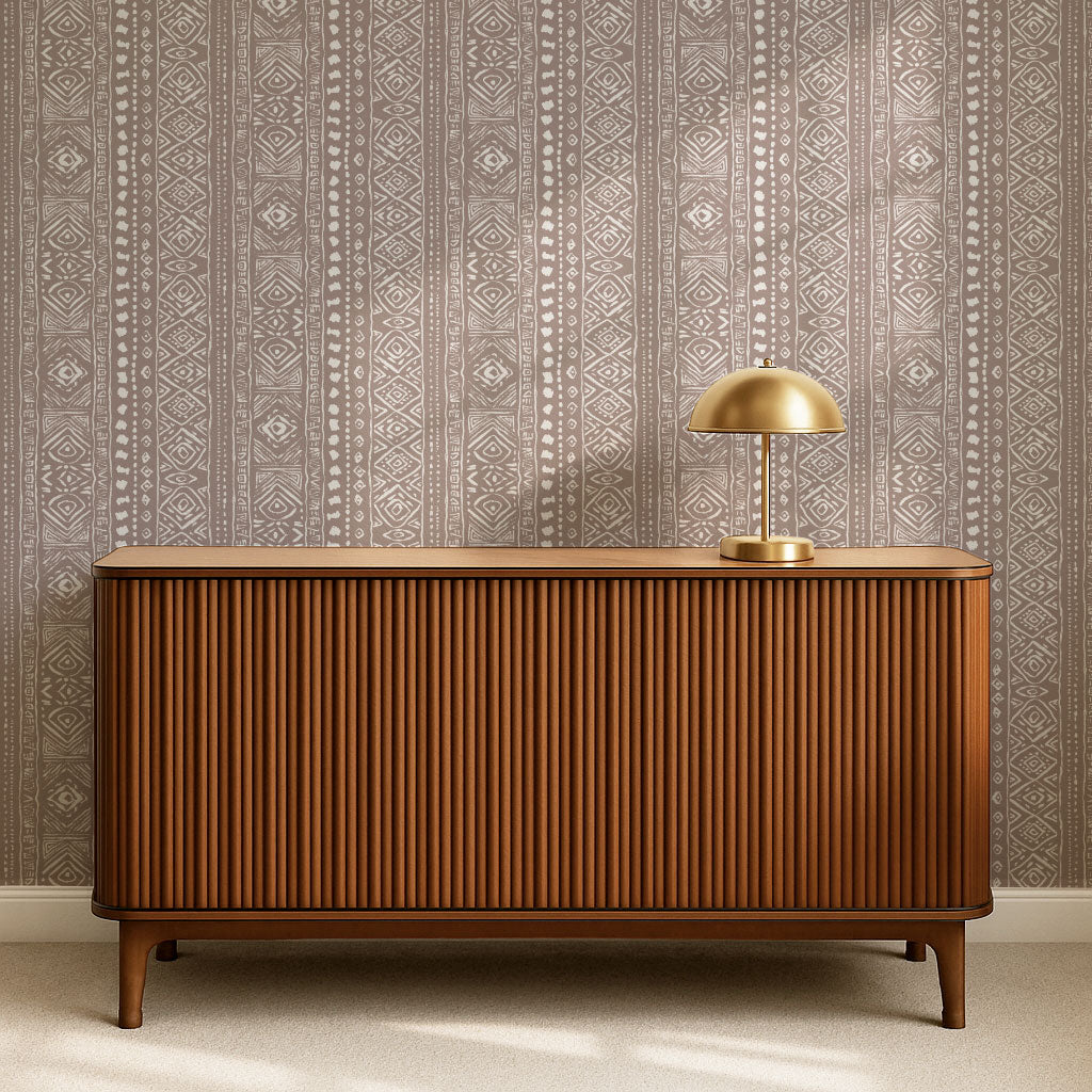 Sisa Brushstroke Cocoa Geometric Wallpaper