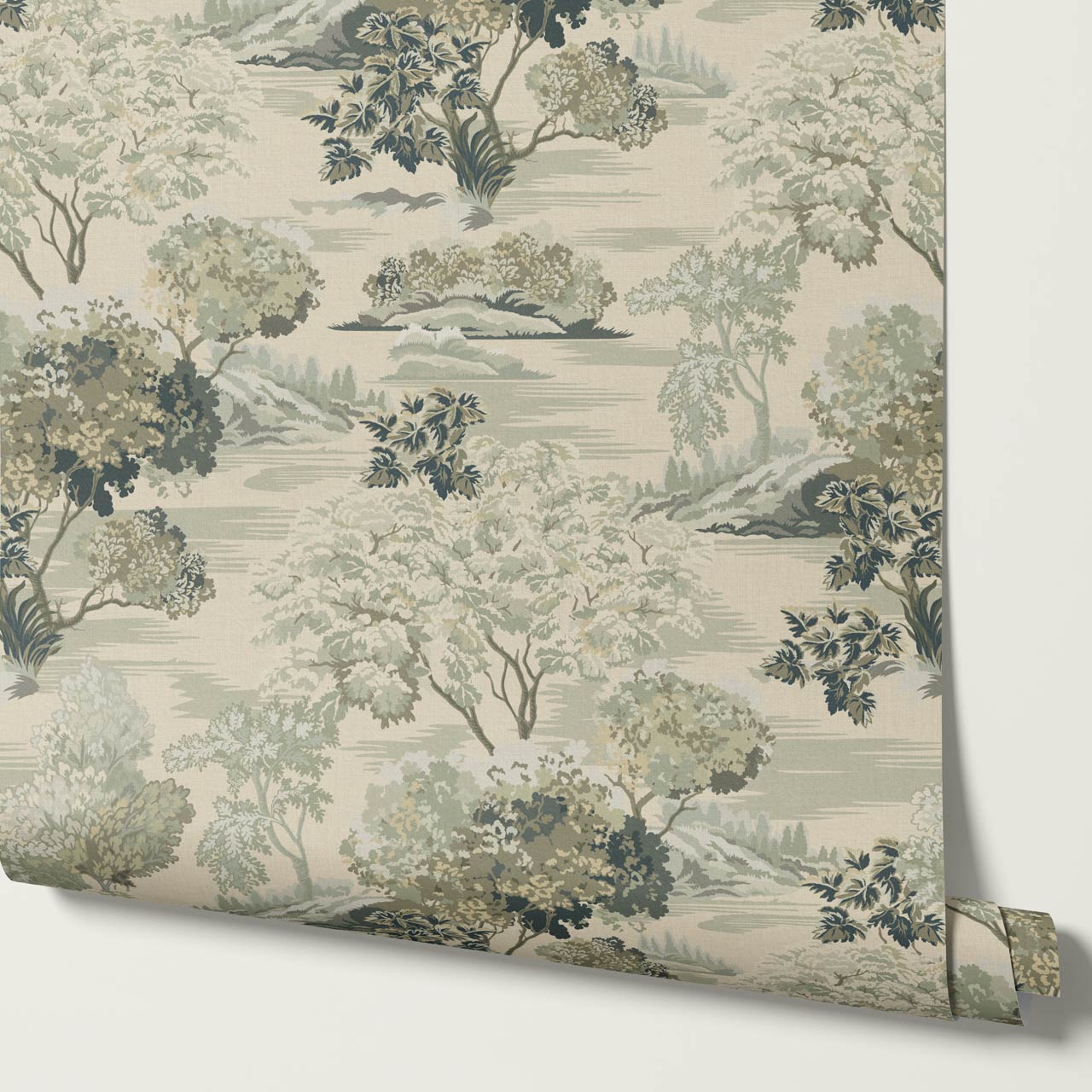 Skylar Antique Tapestry Faded Sage Wallpaper