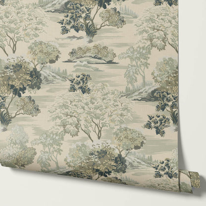 Skylar Antique Tapestry Faded Sage Wallpaper
