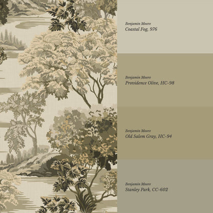 Skylar Antique Tapestry Olive Wallpaper