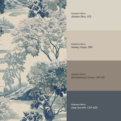 Skylar Antique Tapestry Blue Slate Wallpaper