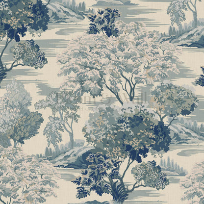 Skylar Antique Tapestry Blue Slate Wallpaper
