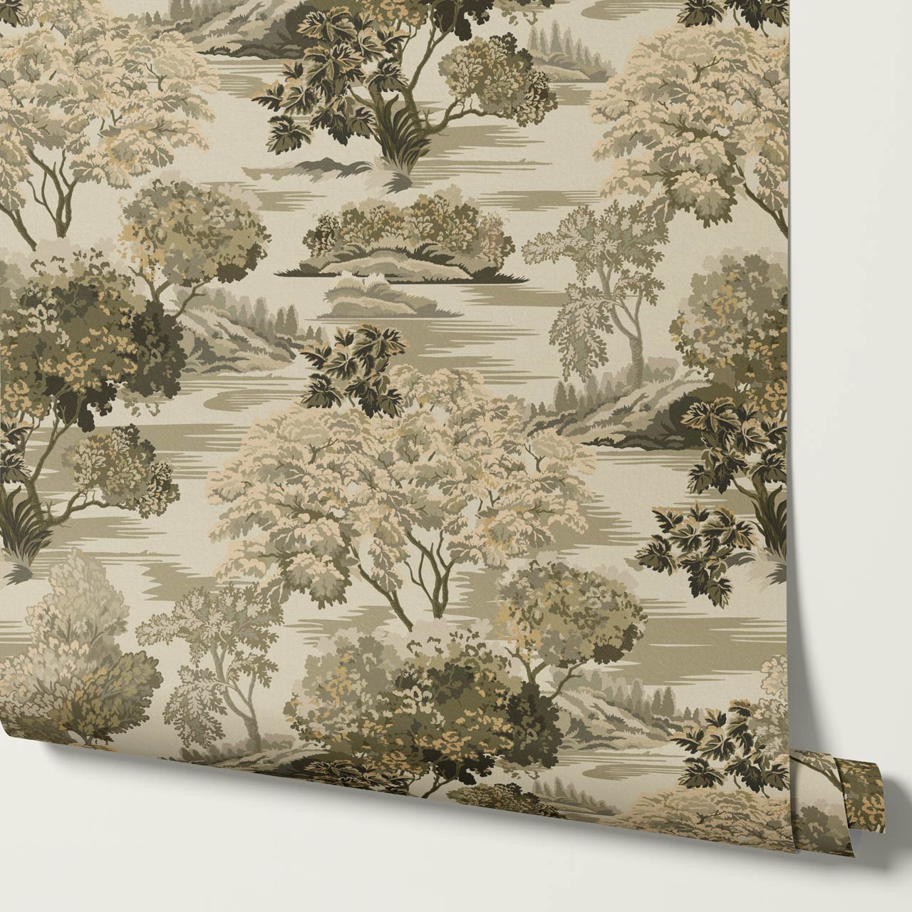 Skylar Antique Tapestry Olive Wallpaper