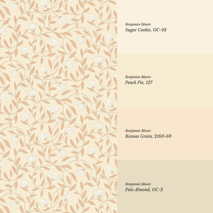 Skylar Blooming Vines Butter Wallpaper