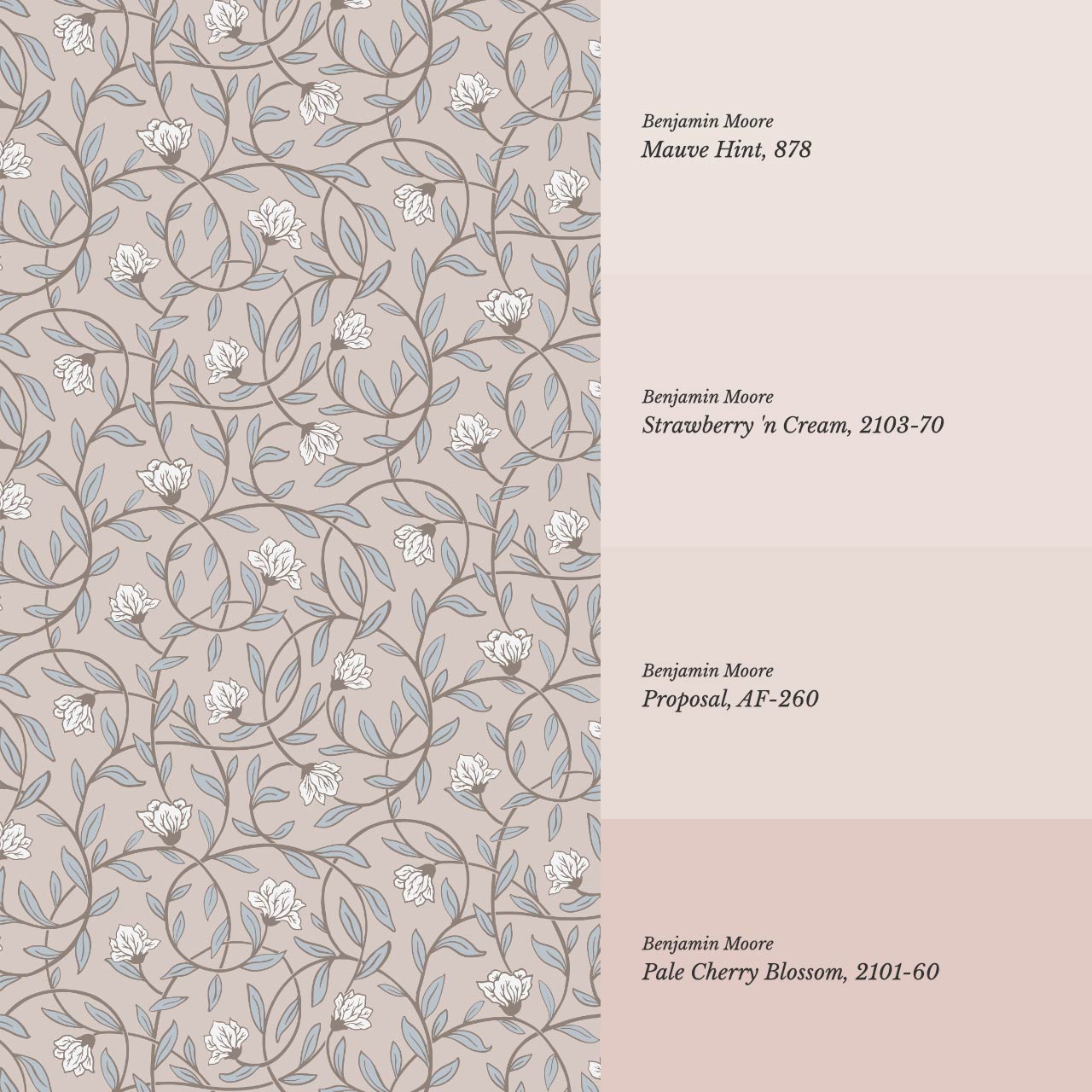 Skylar Blooming Vines Mauve Sky Wallpaper