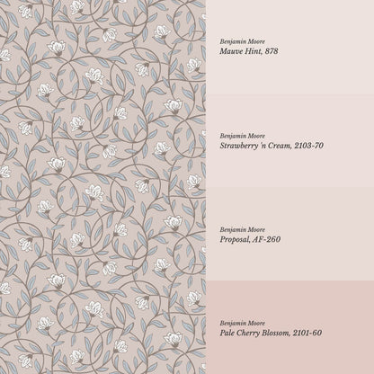 Skylar Blooming Vines Mauve Sky Wallpaper