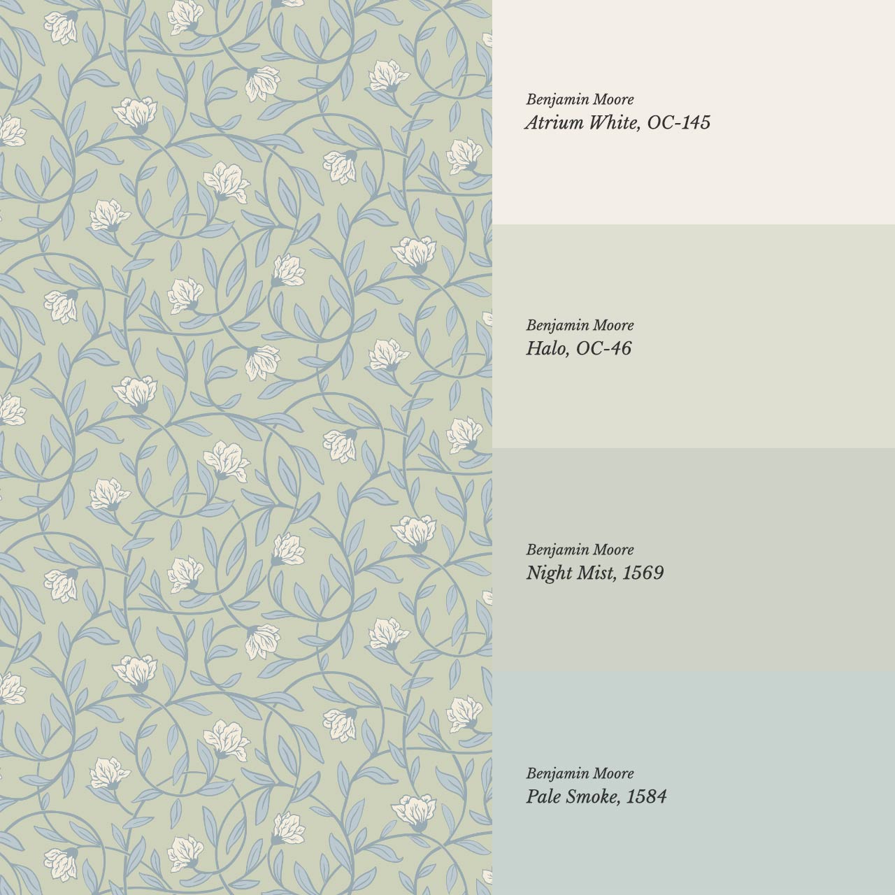 Skylar Blooming Vines Sky Sage Wallpaper