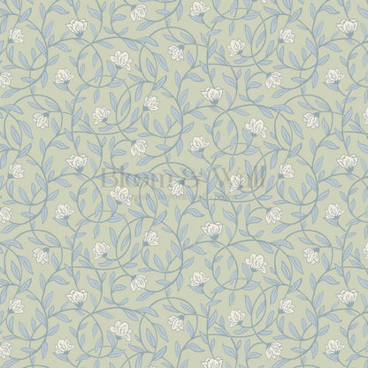 Skylar Blooming Vines Sky Sage Wallpaper
