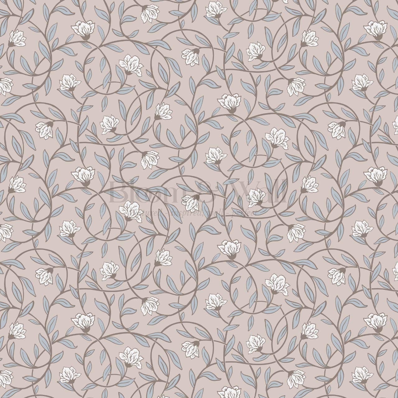 Skylar Blooming Vines Mauve Sky Wallpaper