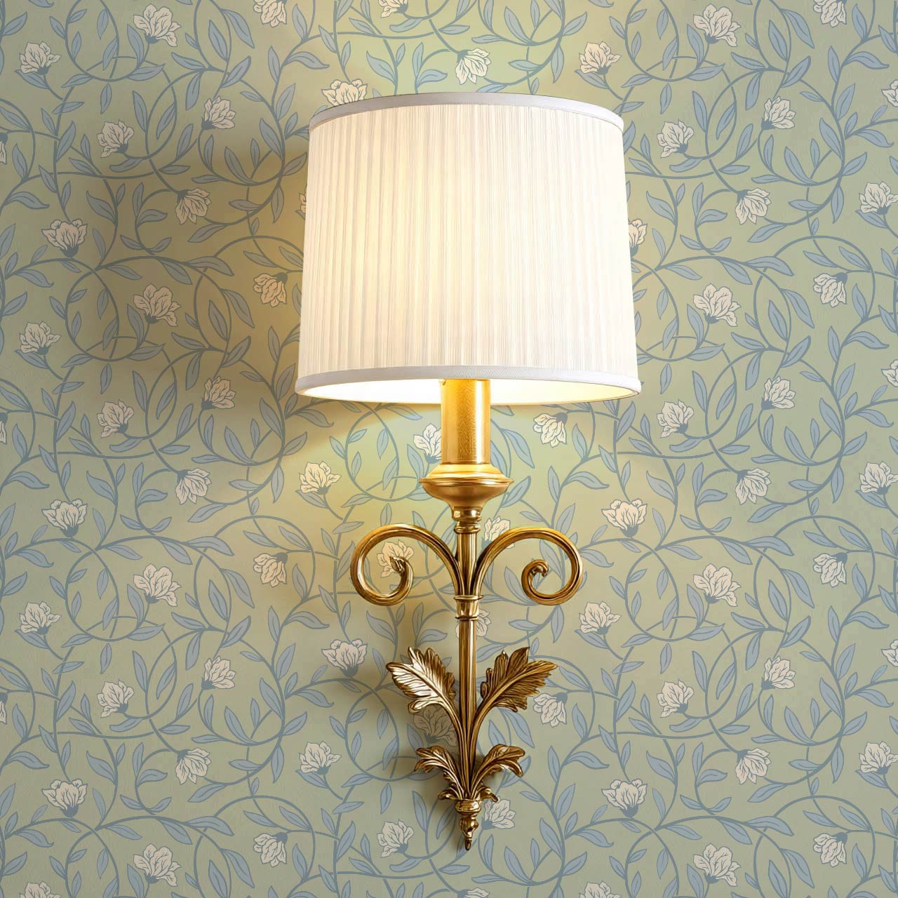 Skylar Blooming Vines Sky Sage Wallpaper