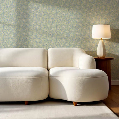 Skylar Blooming Vines Sky Sage Wallpaper