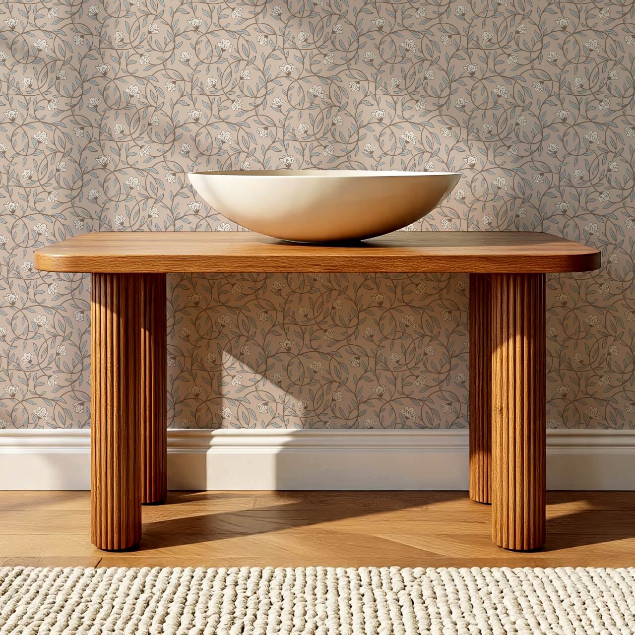 Skylar Blooming Vines Mauve Sky Wallpaper