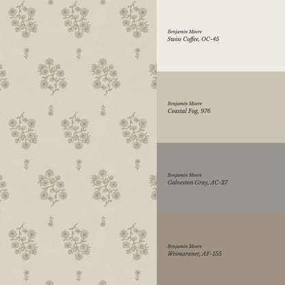 Sloane Inked Flora Taupe Dove Wallpaper