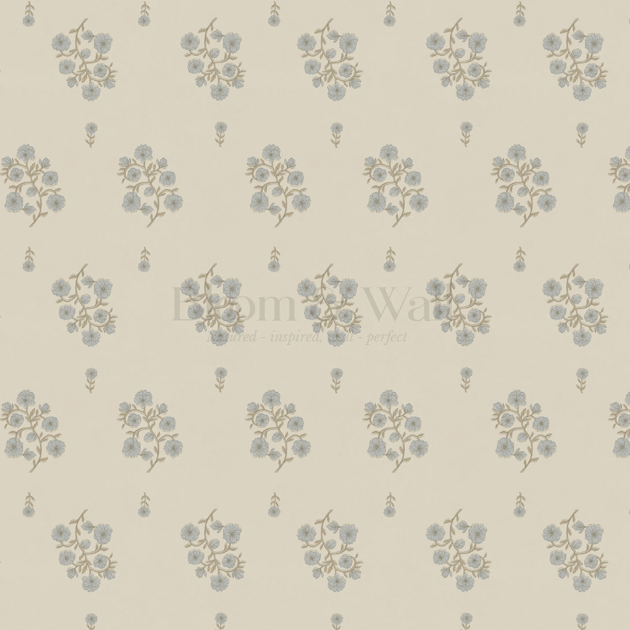 Sloane Inked Flora French Blue Wallpaper