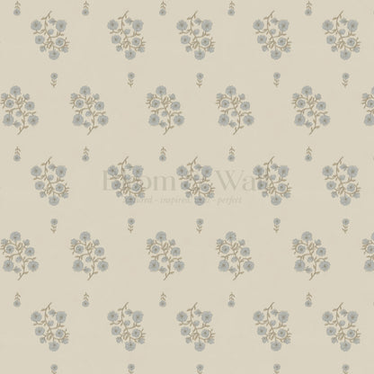 Sloane Inked Flora French Blue Wallpaper