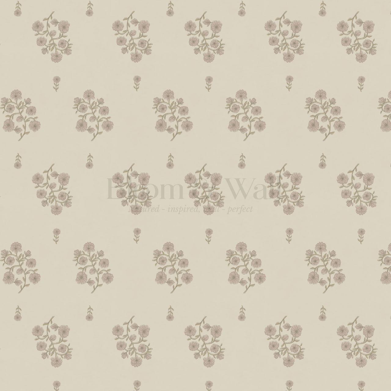 Sloane Inked Flora Taupe Mauve Wallpaper