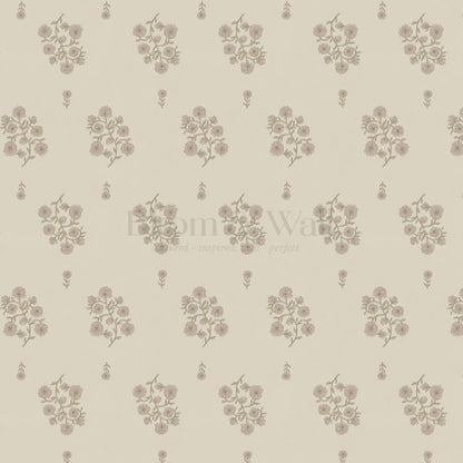 Sloane Inked Flora Taupe Mauve Wallpaper