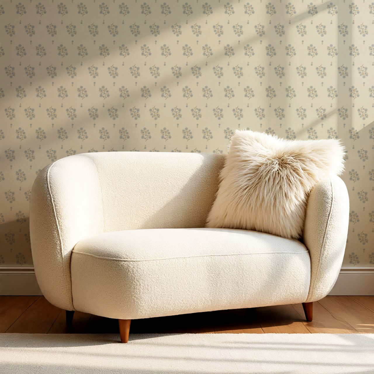 Sloane Inked Flora French Blue Wallpaper
