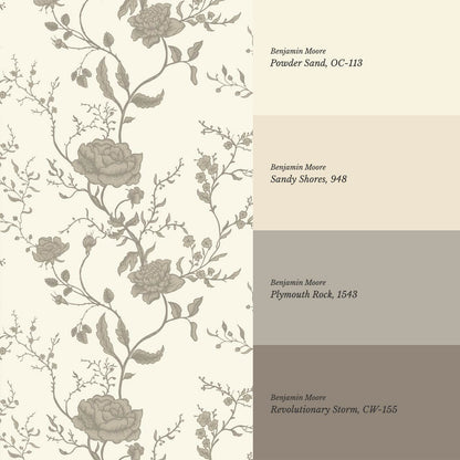 Sofia Blossom & Vine Limestone Wallpaper