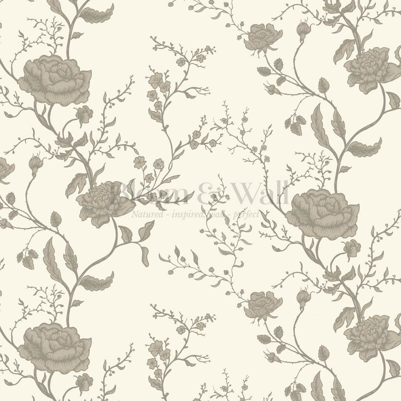 Sofia Blossom & Vine Limestone Wallpaper