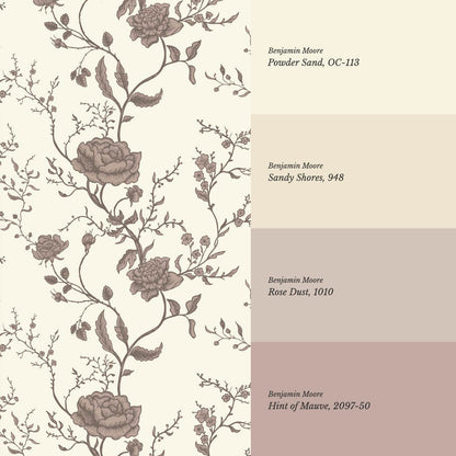 Sofia Blossom & Vine Rosewood Wallpaper