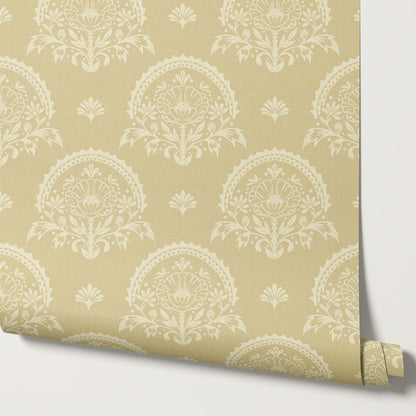 Solana Blooms Soft Mustard Wallpaper