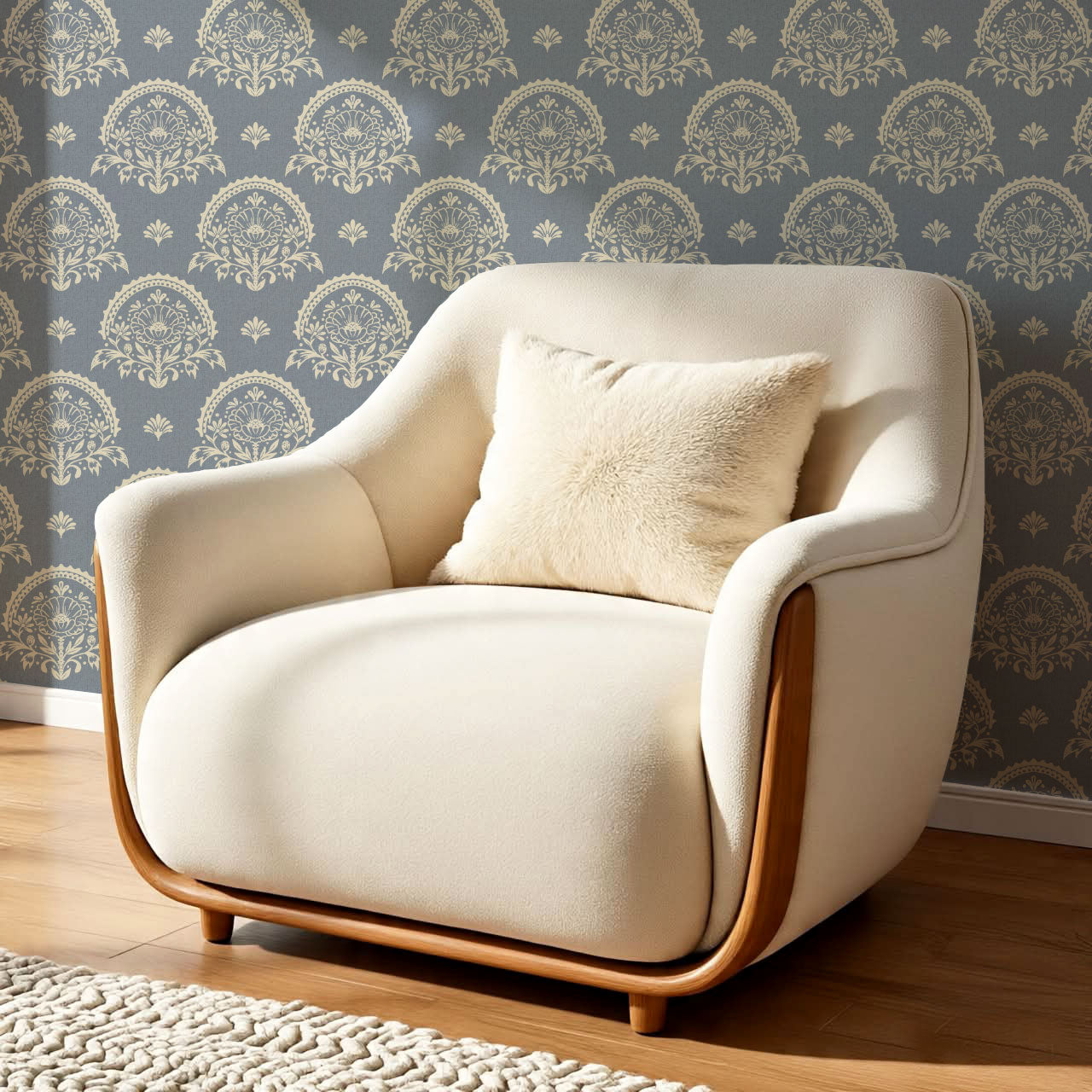 Solana Blooms Antique Blue Wallpaper