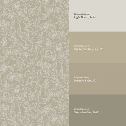 Solange Floral Vines Taupe Wallpaper