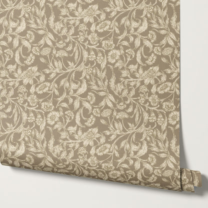 Solange Floral Vines Nordic Gray Wallpaper