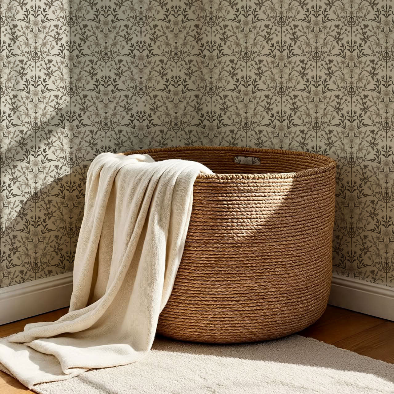 Rochelle Antique Floral Neutral Sand Wallpaper
