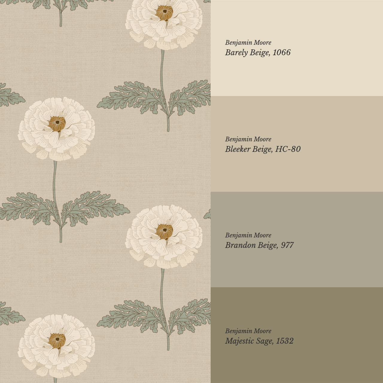 Solene Beige Marigolds Wallpaper