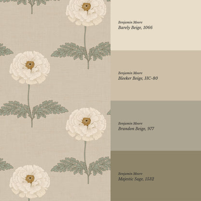 Solene Beige Marigolds Wallpaper
