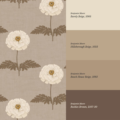 Solene Taupe Marigolds Wallpaper