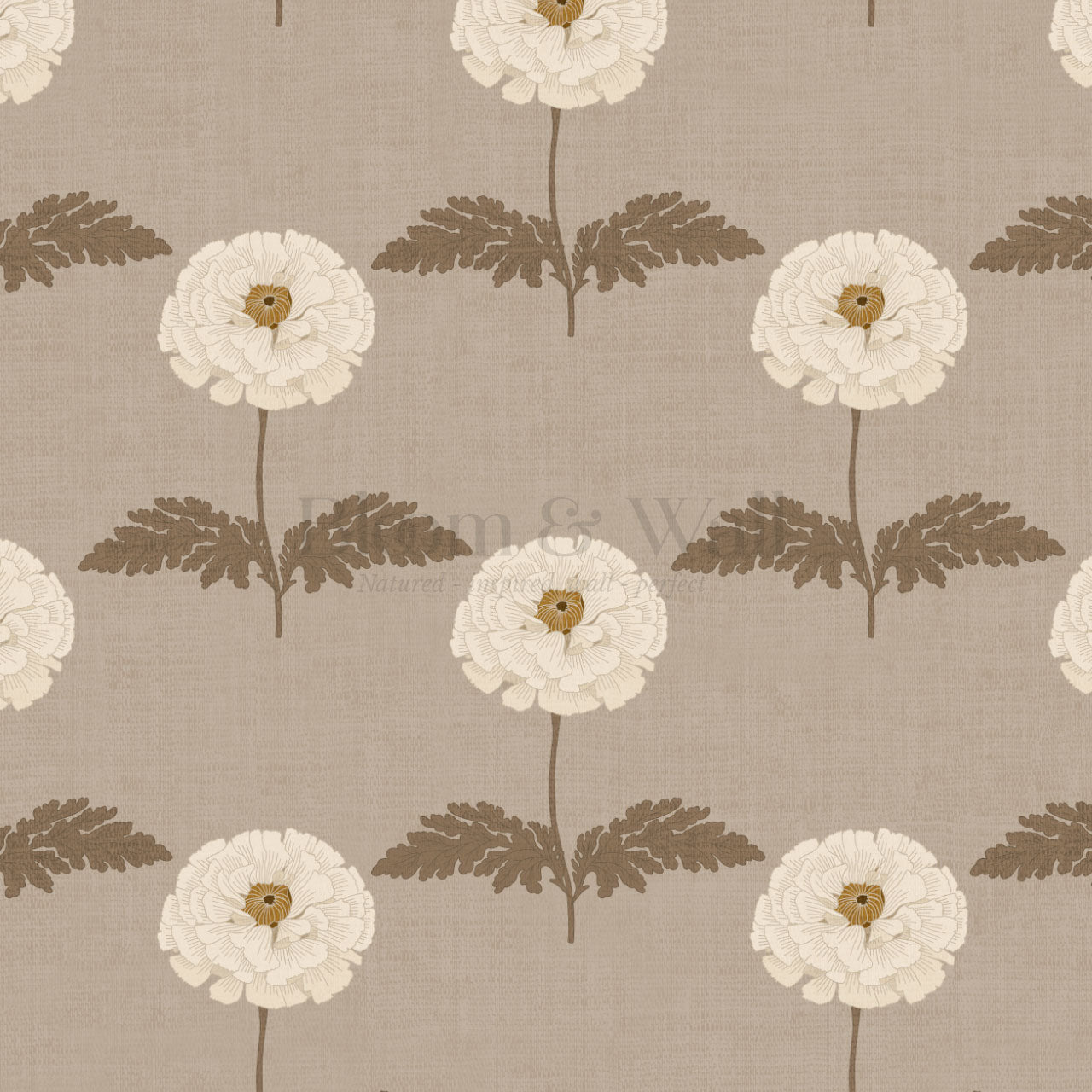 Solene Taupe Marigolds Wallpaper