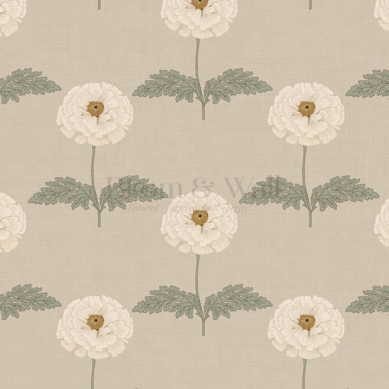 Solene Beige Marigolds Wallpaper