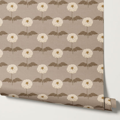 Solene Taupe Marigolds Wallpaper