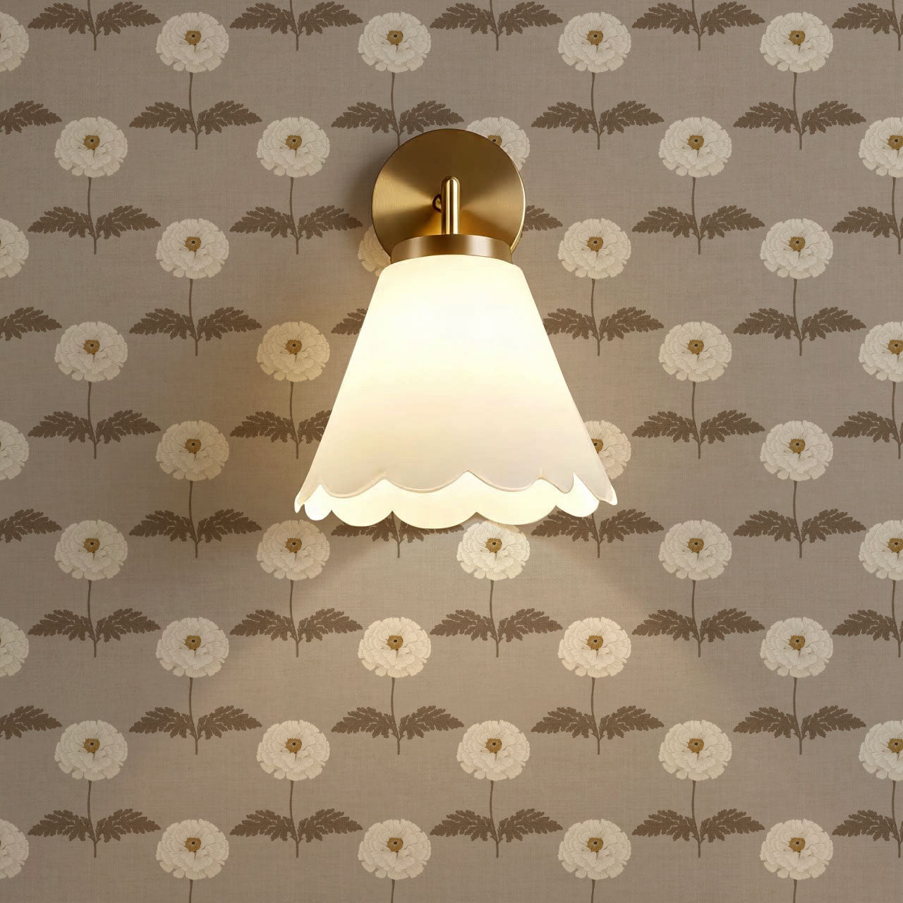 Solene Taupe Marigolds Wallpaper