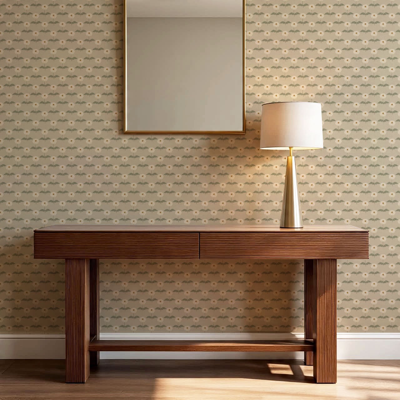 Solene Beige Marigolds Wallpaper