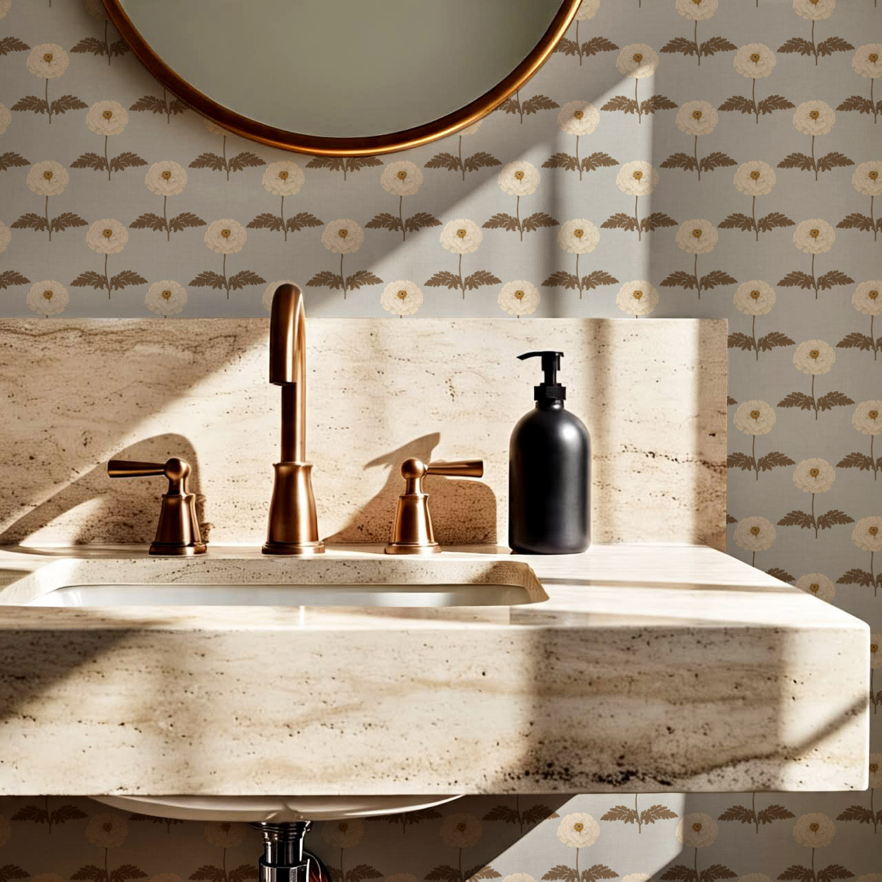 Solene Gray Marigolds Wallpaper
