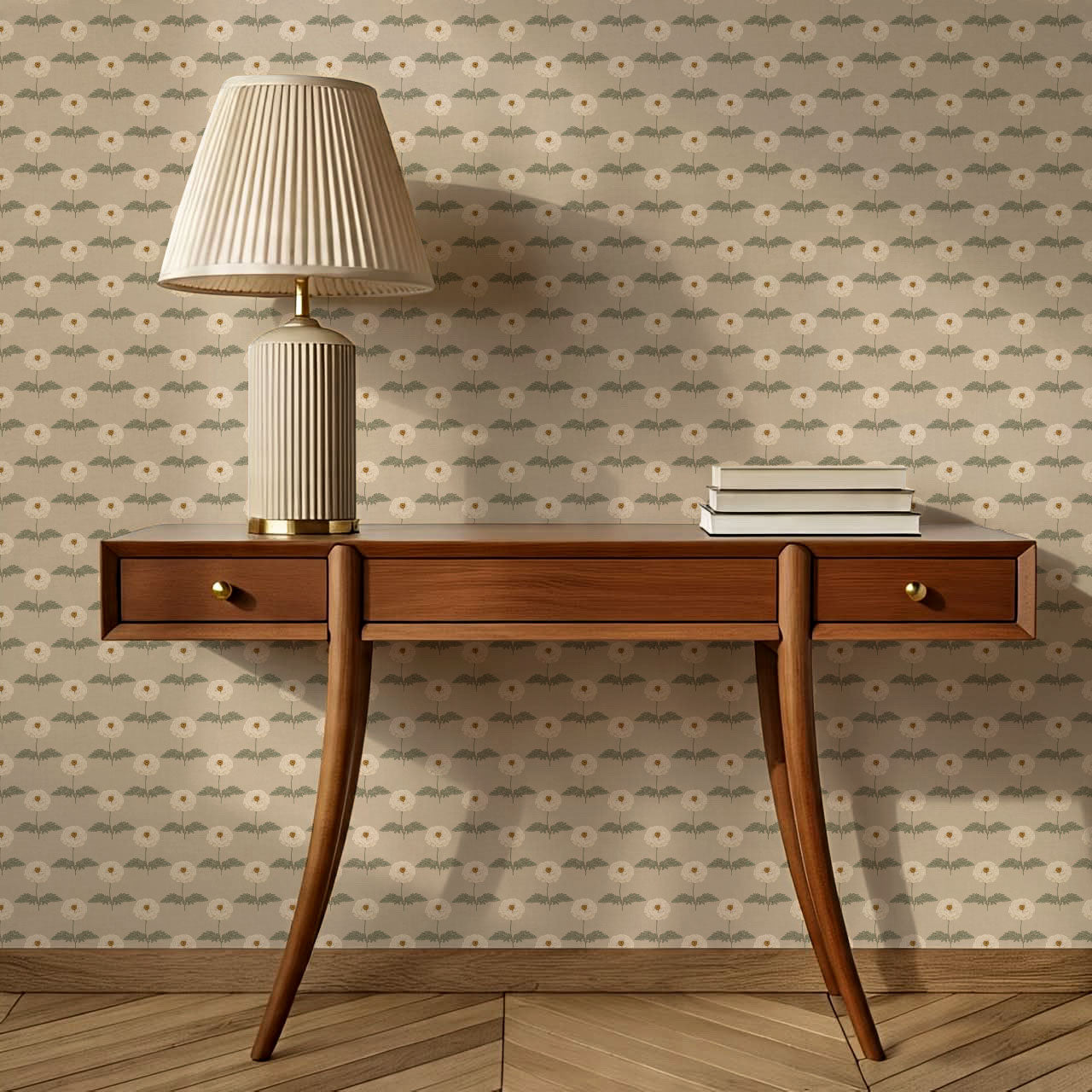 Solene Beige Marigolds Wallpaper