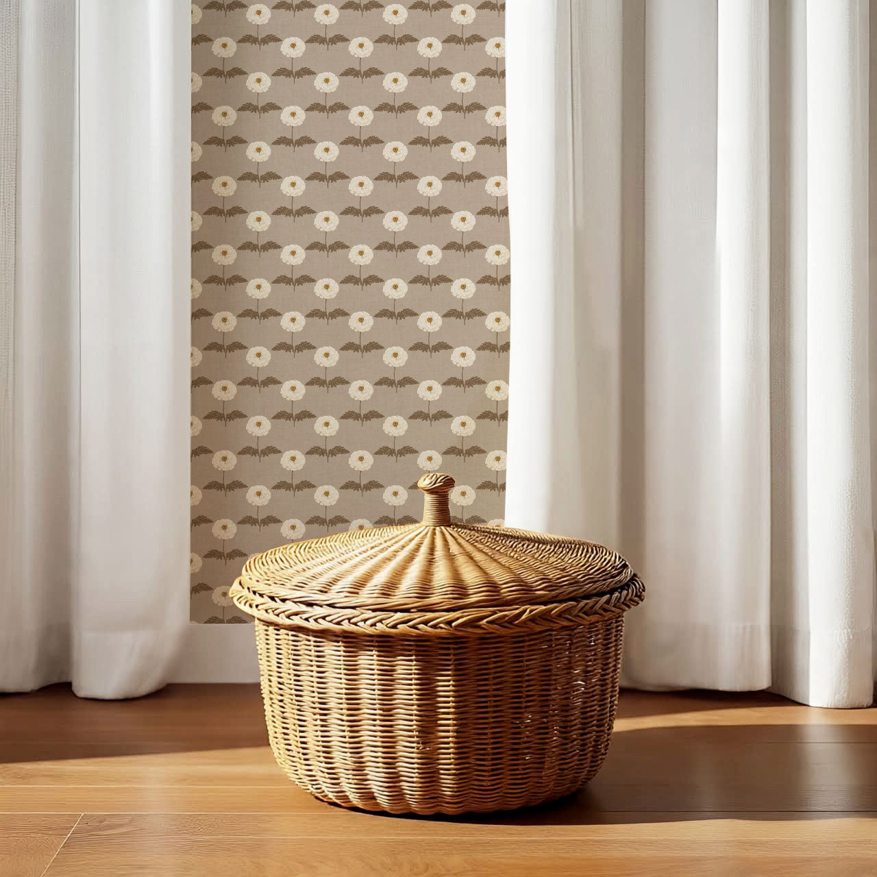 Solene Taupe Marigolds Wallpaper