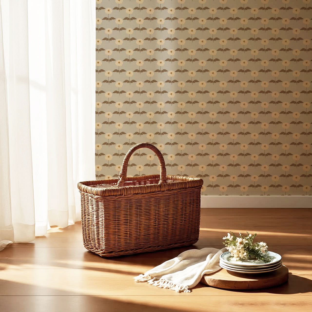Solene Gray Marigolds Wallpaper