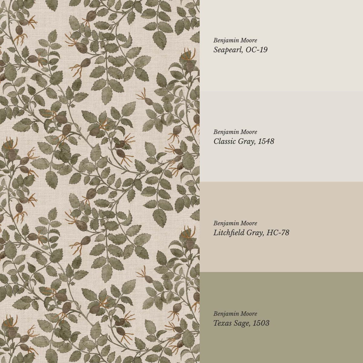 Sonia Wild Rose Trail Linen Bone Sage Earth Wallpaper