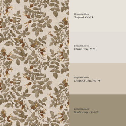 Sonia Wild Rose Trail Taupe Linen Sage Rust Wallpaper