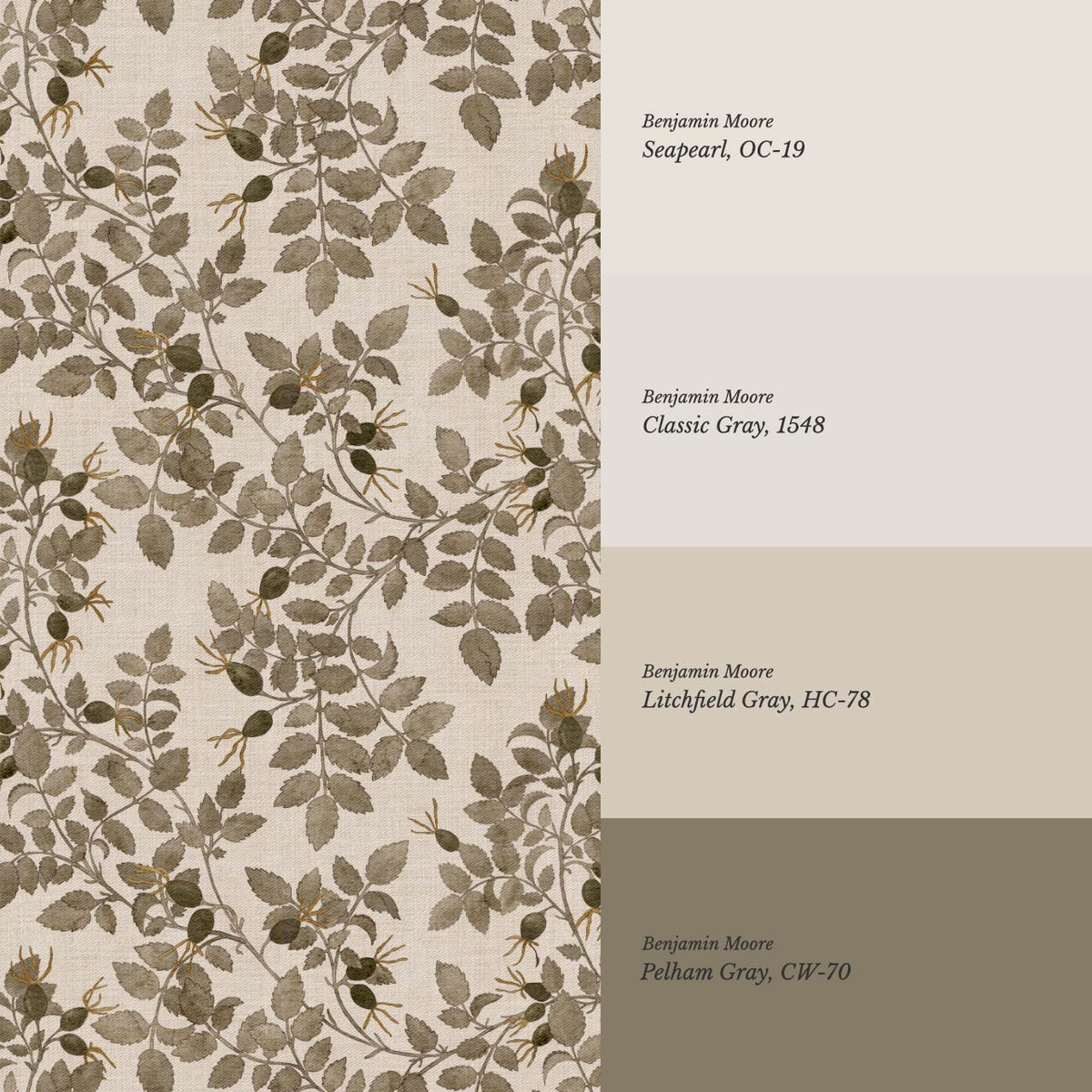 Sonia Wild Rose Trail Taupe Stone Dry Moss Wallpaper