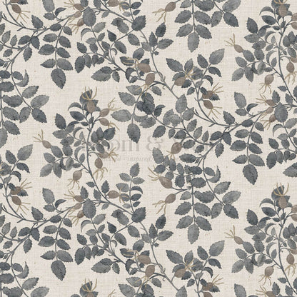 Sonia Wild Rose Trail Linen Taupe Gray Blue Wallpaper